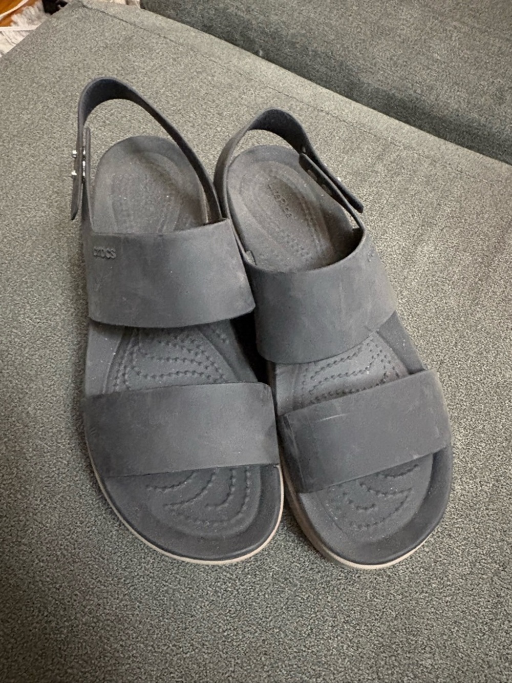 CROCS Matte Black Dual-Strap Slingback Sandals